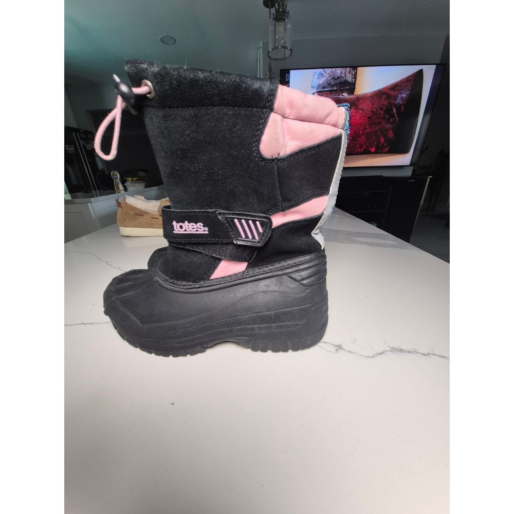 Totes Girls Pac‎ Pink Winter Snow Boots Black Pink Size 3 Med Duck Boots 134679